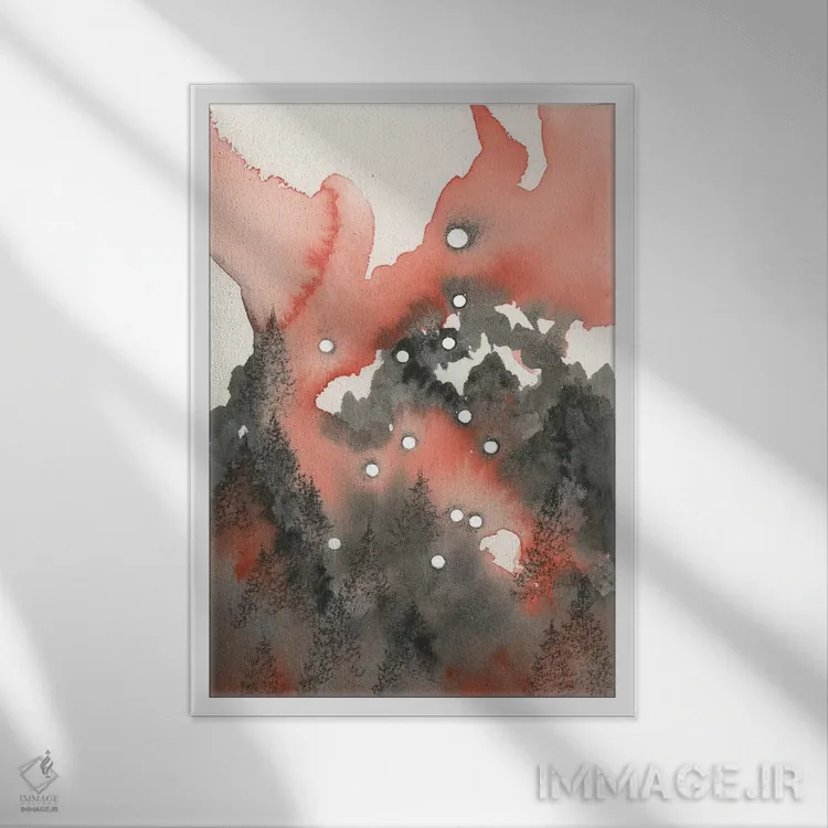 تابلو انتزاعی برج سنبله اثر امیلی ماگون - نمای قابدار سفید