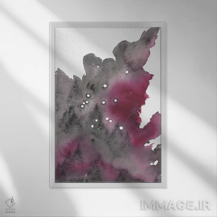 تابلو انتزاعی برج دلو اثر امیلی ماگون - نمای قابدار سفید