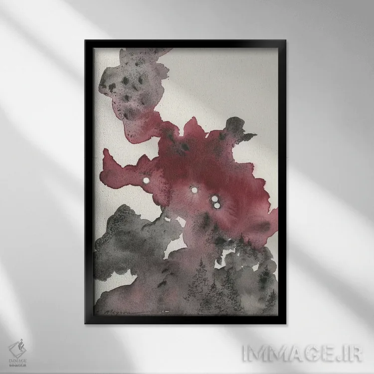 تابلو انتزاعی برج حمل اثر امیلی ماگون - نمای قابدار مشکی