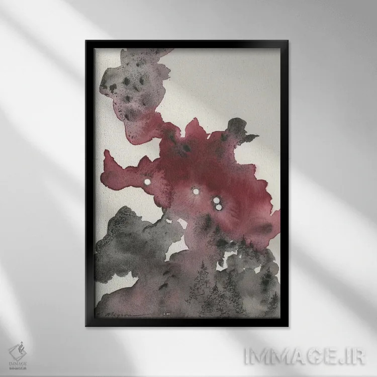 تابلو انتزاعی برج حمل اثر امیلی ماگون - نمای قابدار مشکی