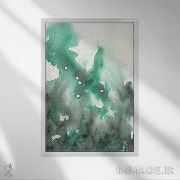 تابلو انتزاعی برج سرطان اثر امیلی ماگون - نمای قابدار سفید