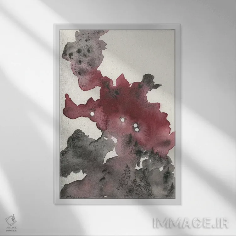 تابلو انتزاعی برج حمل اثر امیلی ماگون - نمای قابدار سفید