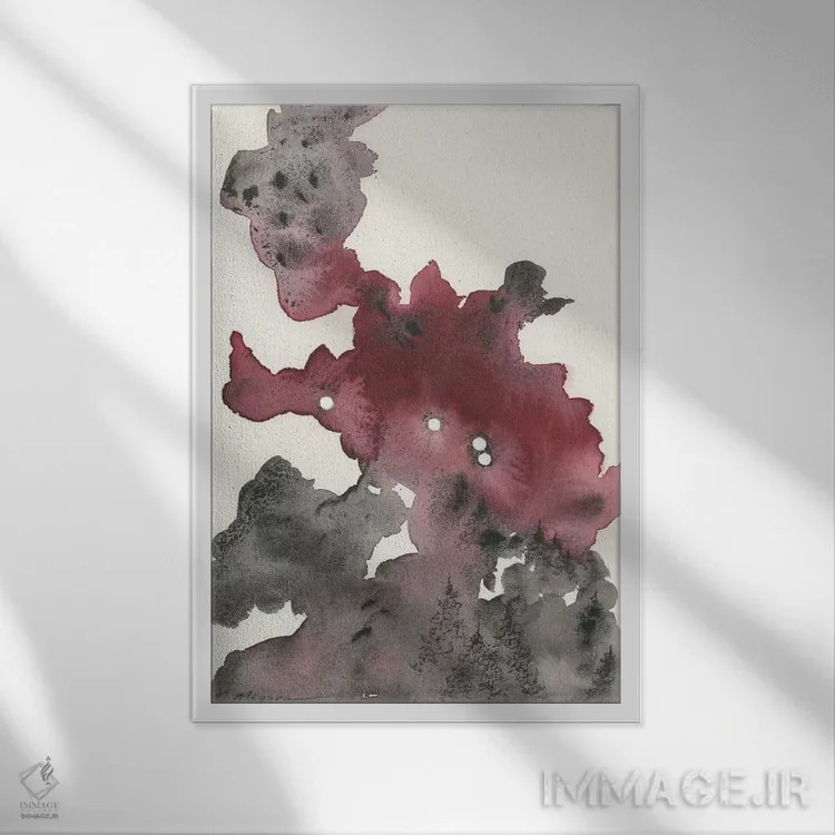 تابلو انتزاعی برج حمل اثر امیلی ماگون - نمای قابدار سفید