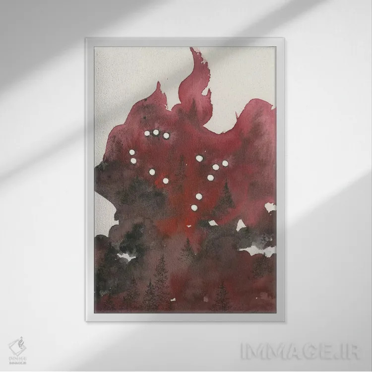 تابلو انتزاعی برج جوزا اثر امیلی ماگون - نمای قابدار سفید