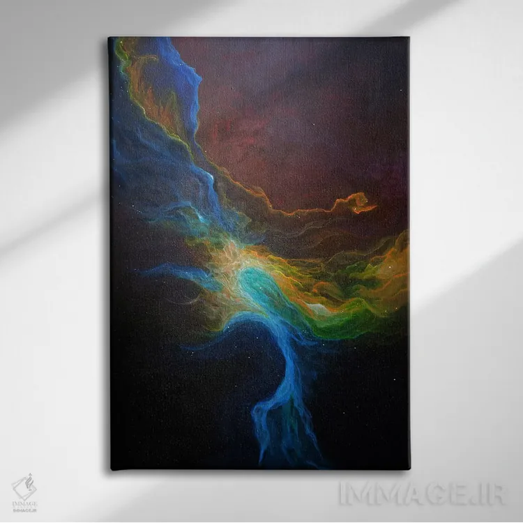 تابلو انتزاعی سحابی شش اثر امیلی ماگون - نمای روبهرو روی دیوار