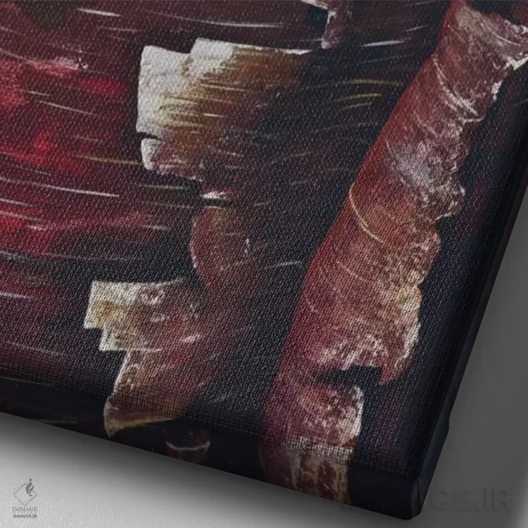 تابلو مدرن پوست کندن اثر امیلی ماگون - نمای نزدیک بافت بوم