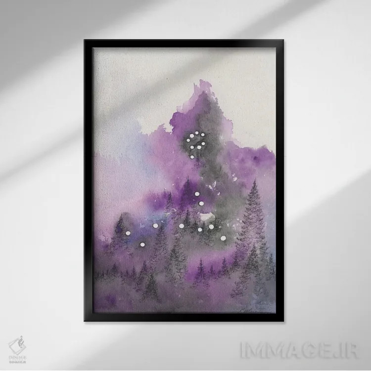 تابلو انتزاعی برج حوت اثر امیلی ماگون - نمای قابدار مشکی