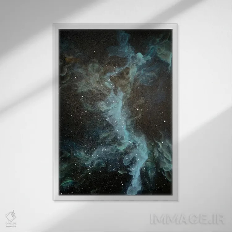 تابلو دکوراتیو سحابی هفت اثر امیلی ماگون - نمای قابدار سفید