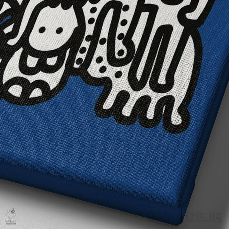 تابلو مینیمال موجودات گرافیتی آبی دریایی خوشحال هستند اثر امانوئل سیگنورینو - نمای نزدیک بافت بوم