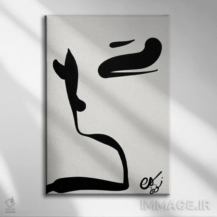 تابلو مینیمال هنر خطی کمینه اثر امانوئل سیگنورینو - نمای روبهرو روی دیوار
