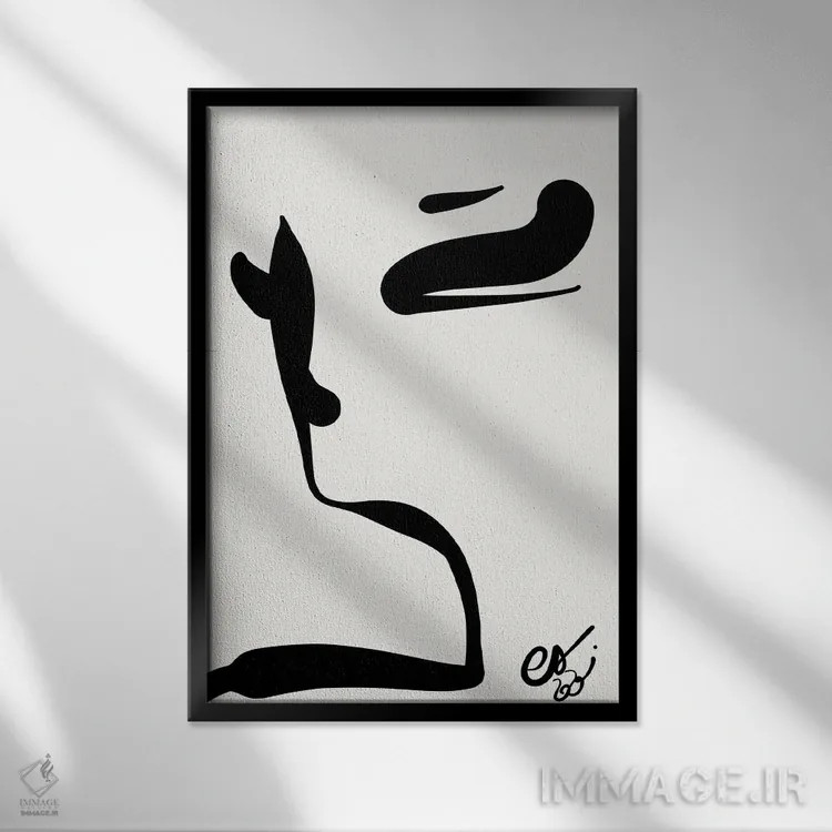 تابلو مینیمال هنر خطی کمینه اثر امانوئل سیگنورینو - نمای قابدار مشکی