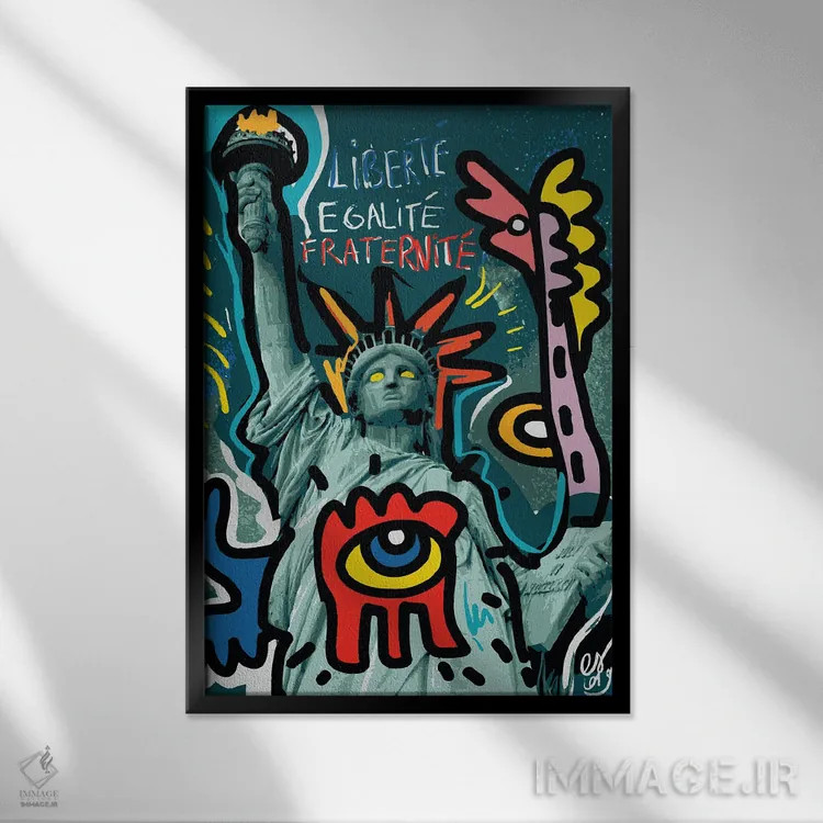 تابلو دکوراتیو آزادی، برابری، برادری اثر امانوئل سیگنورینو - نمای قابدار مشکی
