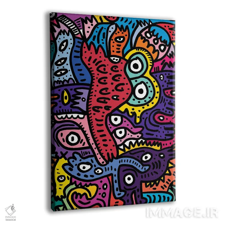 تابلو دکوراتیو هیولاهای تابستانی گرافیتی اثر امانوئل سیگنورینو - نمای پرسپکتیو محصول