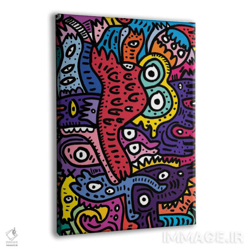 تابلو دکوراتیو هیولاهای تابستانی گرافیتی اثر امانوئل سیگنورینو - نمای پرسپکتیو محصول