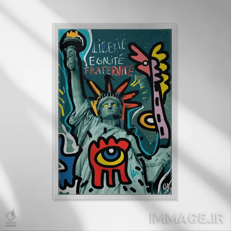 تابلو دکوراتیو آزادی، برابری، برادری اثر امانوئل سیگنورینو - نمای قابدار سفید