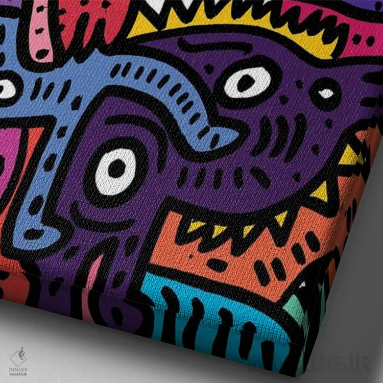 تابلو دکوراتیو هیولاهای تابستانی گرافیتی اثر امانوئل سیگنورینو - نمای نزدیک بافت بوم