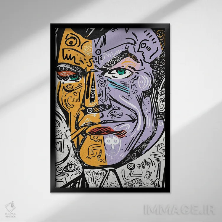 تابلو دکوراتیو قهرمان هنری پاپ کمیک خیابانی اثر امانوئل سیگنورینو - نمای قابدار مشکی