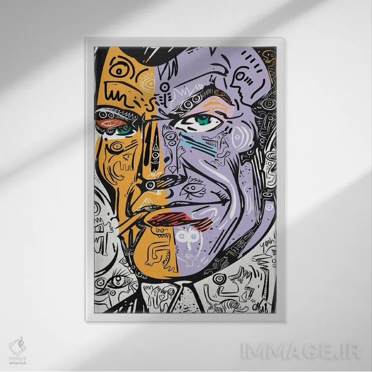 تابلو دکوراتیو قهرمان هنری پاپ کمیک خیابانی اثر امانوئل سیگنورینو - نمای قابدار سفید