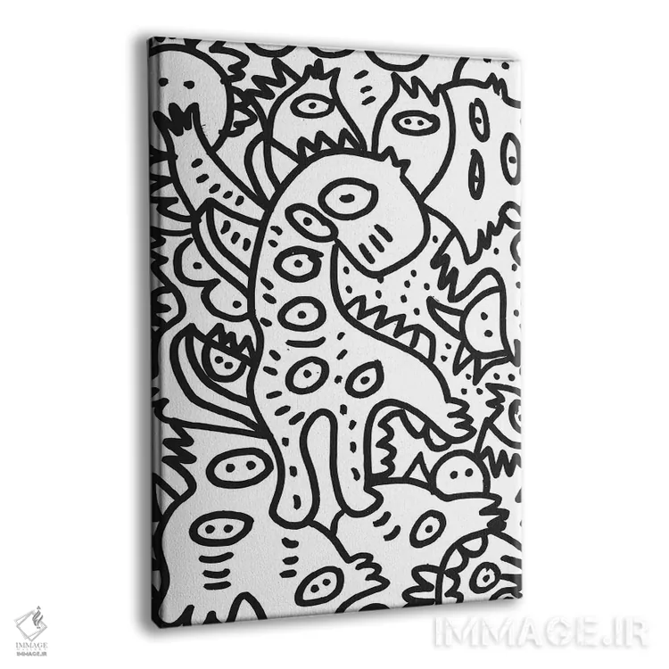 تابلو دکوراتیو دایناسور گرافیتی خفن اثر امانوئل سیگنورینو - نمای پرسپکتیو محصول