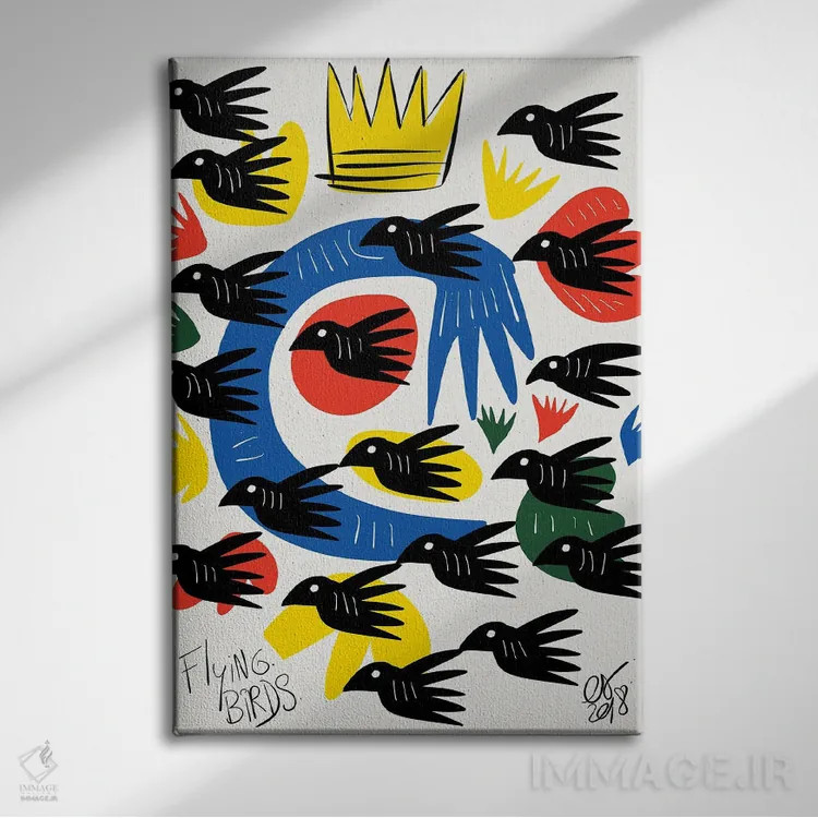 تابلو دکوراتیو پرنده های در حال پرواز اثر امانوئل سیگنورینو - نمای روبهرو روی دیوار