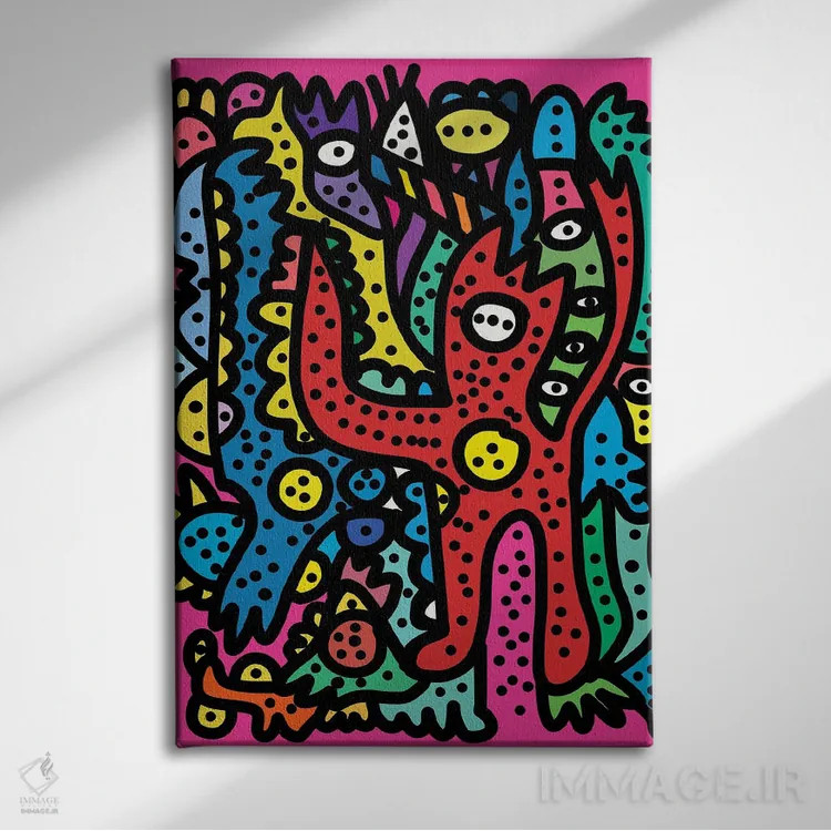 تابلو دکوراتیو مهمانی صورتی اثر امانوئل سیگنورینو - نمای روبهرو روی دیوار