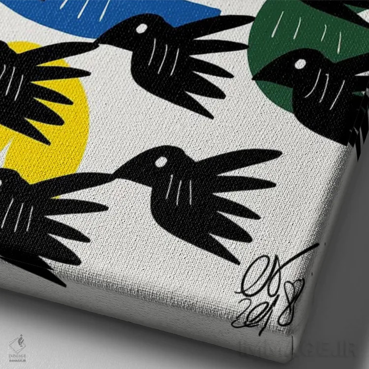 تابلو دکوراتیو پرنده های در حال پرواز اثر امانوئل سیگنورینو - نمای نزدیک بافت بوم