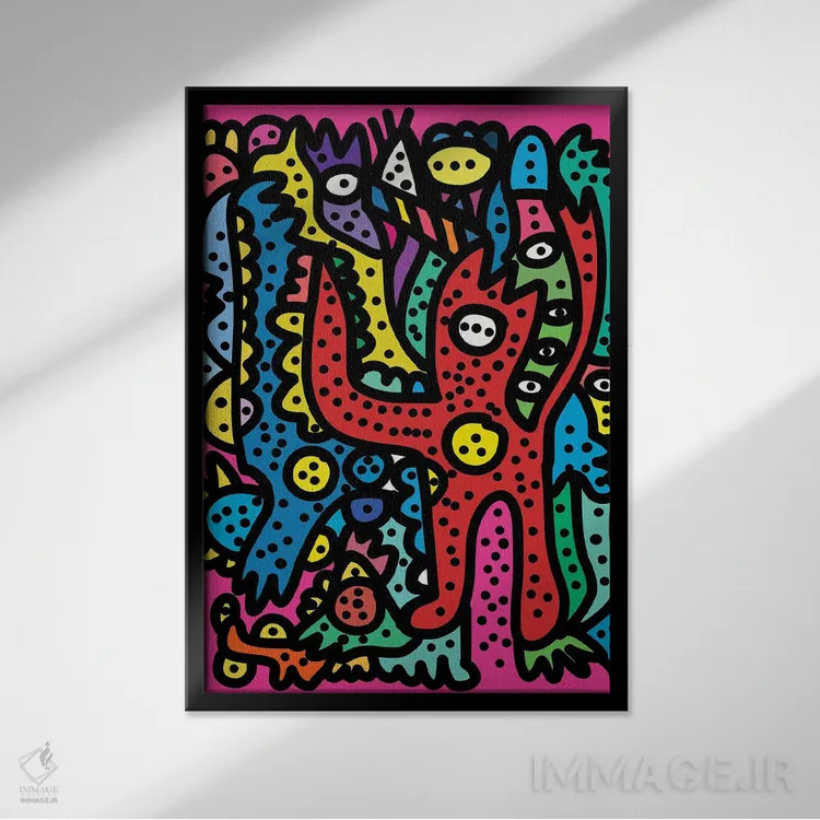 تابلو دکوراتیو مهمانی صورتی اثر امانوئل سیگنورینو - نمای قابدار مشکی