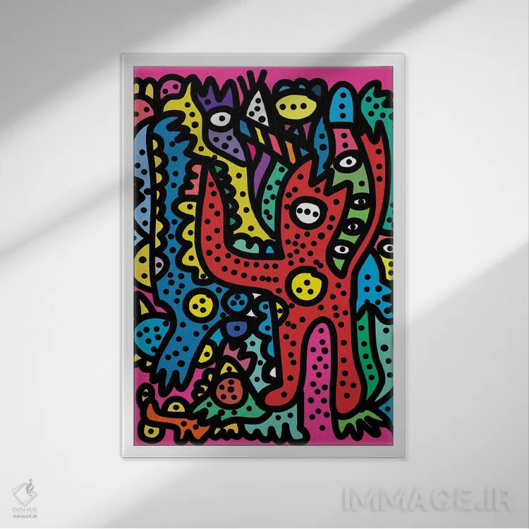 تابلو دکوراتیو مهمانی صورتی اثر امانوئل سیگنورینو - نمای قابدار سفید