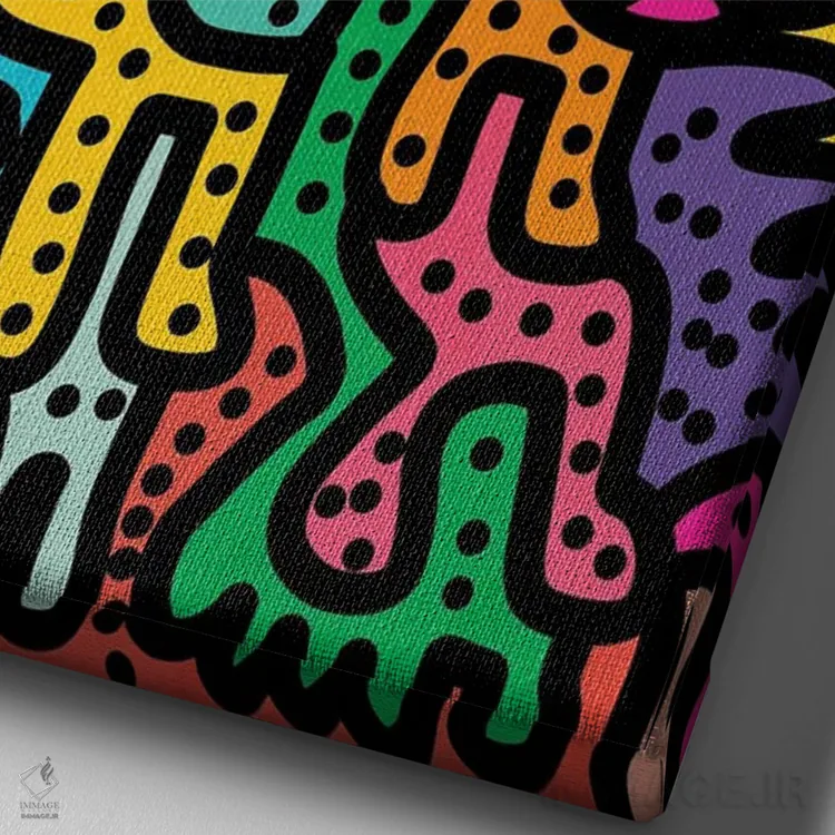 تابلو دکوراتیو موجودات پازلی اثر امانوئل سیگنورینو - نمای نزدیک بافت بوم