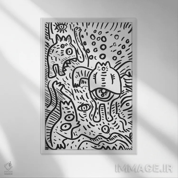 تابلو مینیمال سیکلوپ و دوستانش اثر امانوئل سیگنورینو - نمای قابدار سفید