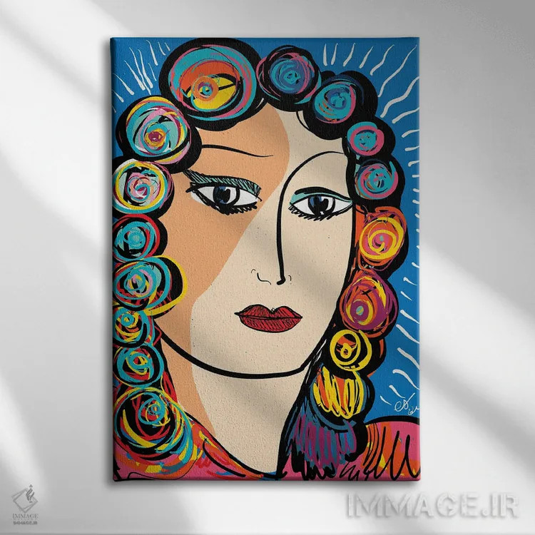 تابلو دکوراتیو پرتره زن در نور اثر امانوئل سیگنورینو - نمای روبهرو روی دیوار