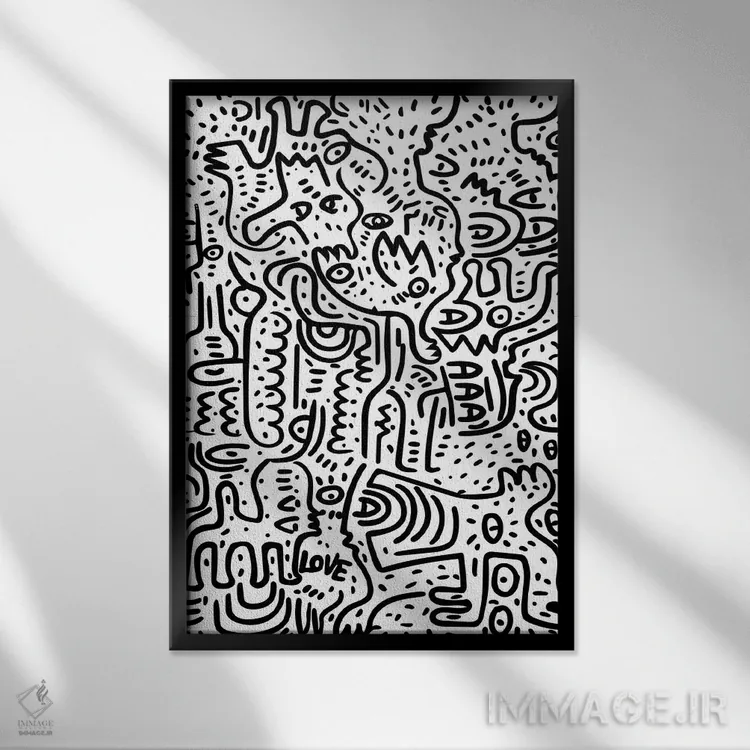 تابلو مینیمال جیغ اثر امانوئل سیگنورینو - نمای قابدار مشکی