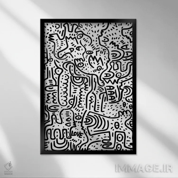 تابلو مینیمال جیغ اثر امانوئل سیگنورینو - نمای قابدار مشکی