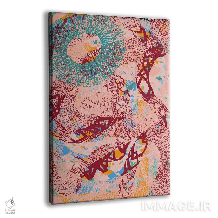 تابلو انتزاعی هنر اسرارآمیز آفریقایی با نقوش مرجانی طبیعی اثر امانوئل سیگنورینو - نمای پرسپکتیو محصول