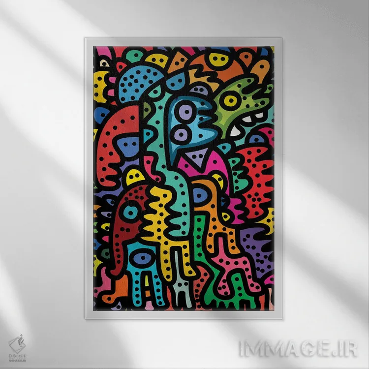 تابلو دکوراتیو موجودات پازلی اثر امانوئل سیگنورینو - نمای قابدار سفید