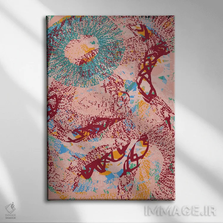 تابلو انتزاعی هنر اسرارآمیز آفریقایی با نقوش مرجانی طبیعی اثر امانوئل سیگنورینو - نمای روبهرو روی دیوار