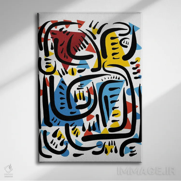 تابلو انتزاعی انرژی جادویی زندگی آفریقایی اثر امانوئل سیگنورینو - نمای روبهرو روی دیوار