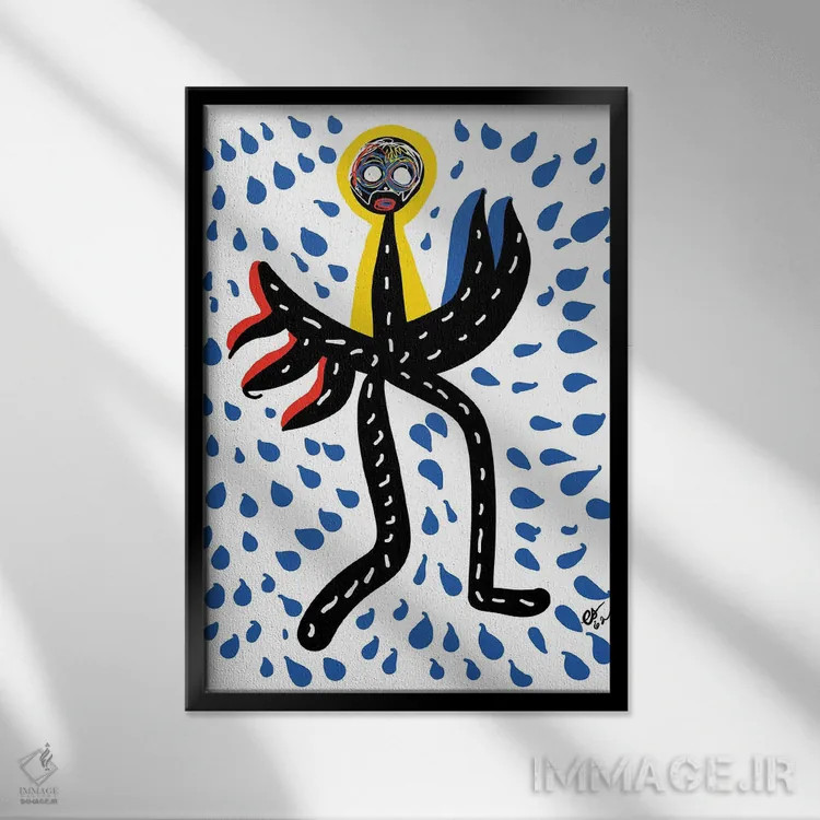 تابلو دکوراتیو رقص باران اثر امانوئل سیگنورینو - نمای قابدار مشکی