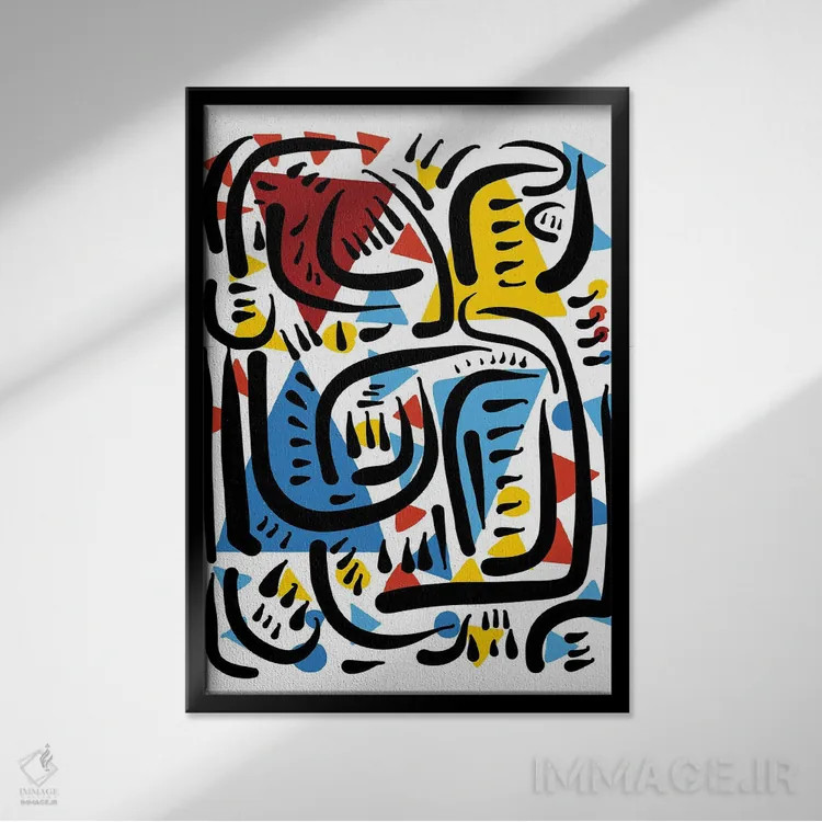 تابلو انتزاعی انرژی جادویی زندگی آفریقایی اثر امانوئل سیگنورینو - نمای قابدار مشکی