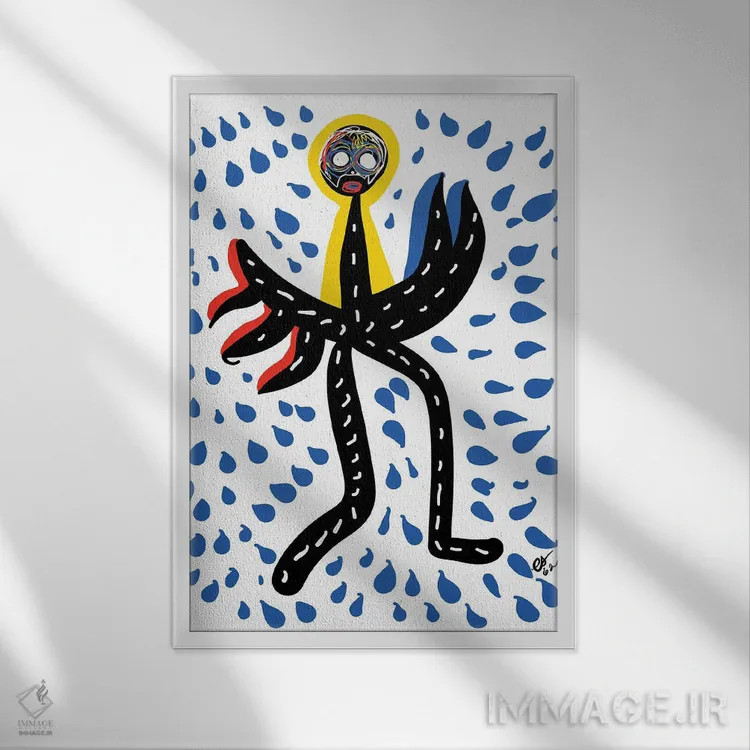 تابلو دکوراتیو رقص باران اثر امانوئل سیگنورینو - نمای قابدار سفید