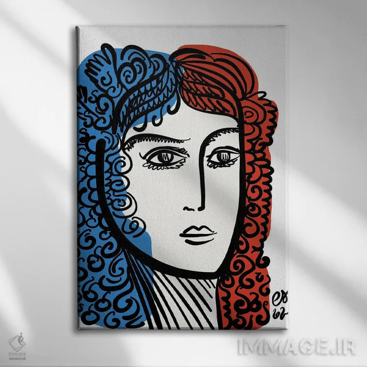 تابلو مینیمال پرتره مینیمال فرانسوی اثر امانوئل سیگنورینو - نمای روبهرو روی دیوار