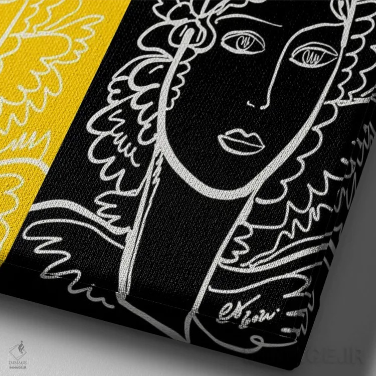 تابلو مینیمال پرتره زن به سبک پاپ آرت CMYK اثر امانوئل سیگنورینو - نمای نزدیک بافت بوم