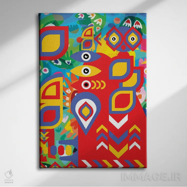 تابلو انتزاعی روح مایا در جنگل اثر امانوئل سیگنورینو - نمای روبهرو روی دیوار