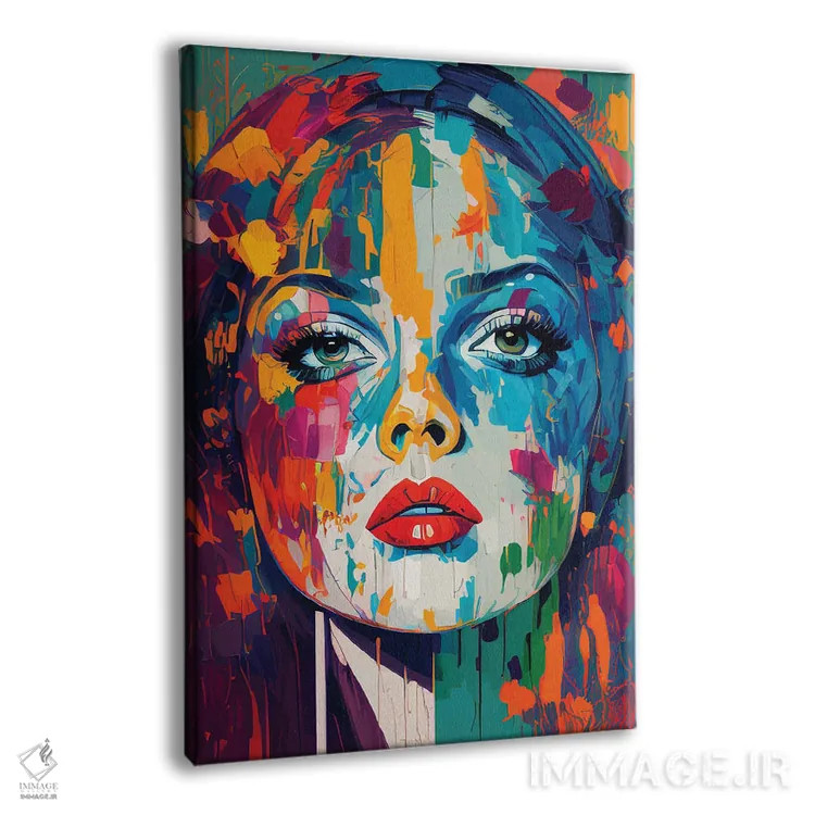 تابلو دکوراتیو پرتره رنگارنگ و شیک پاپ آرت اثر امانوئل سیگنورینو - نمای پرسپکتیو محصول