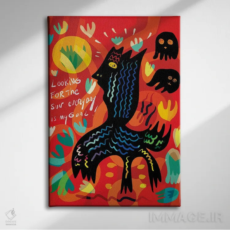 تابلو انتزاعی در جستجوی خورشید اثر امانوئل سیگنورینو - نمای روبهرو روی دیوار