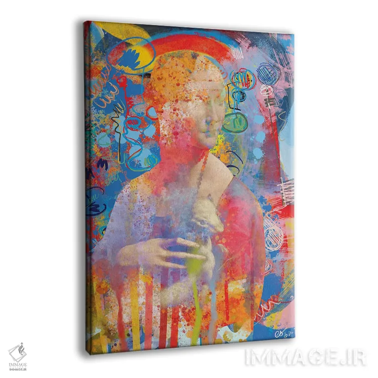 تابلو دکوراتیو بانوی پاپ آرت با خز سفید اثر امانوئل سیگنورینو - نمای پرسپکتیو محصول