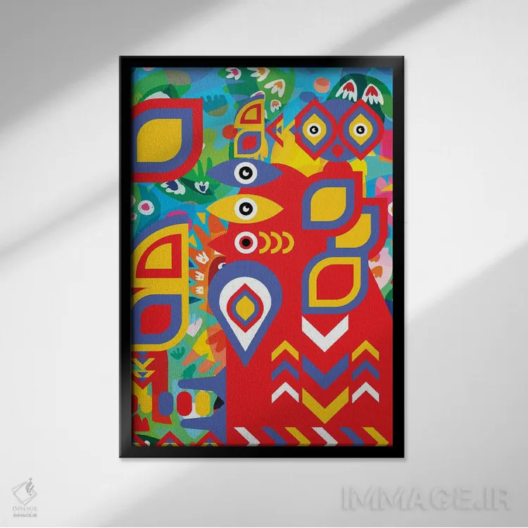 تابلو انتزاعی روح مایا در جنگل اثر امانوئل سیگنورینو - نمای قابدار مشکی