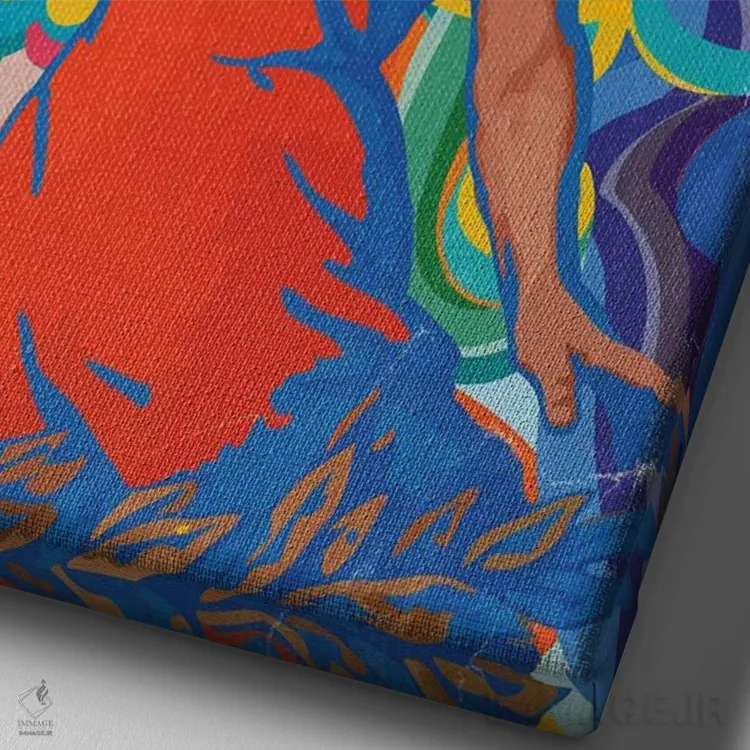 تابلو دکوراتیو پاپ آرت وینتیج زن آبی اثر امانوئل سیگنورینو - نمای نزدیک بافت بوم