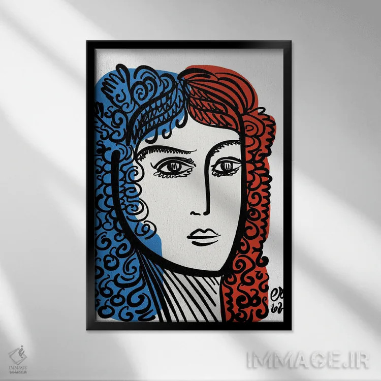 تابلو مینیمال پرتره مینیمال فرانسوی اثر امانوئل سیگنورینو - نمای قابدار مشکی