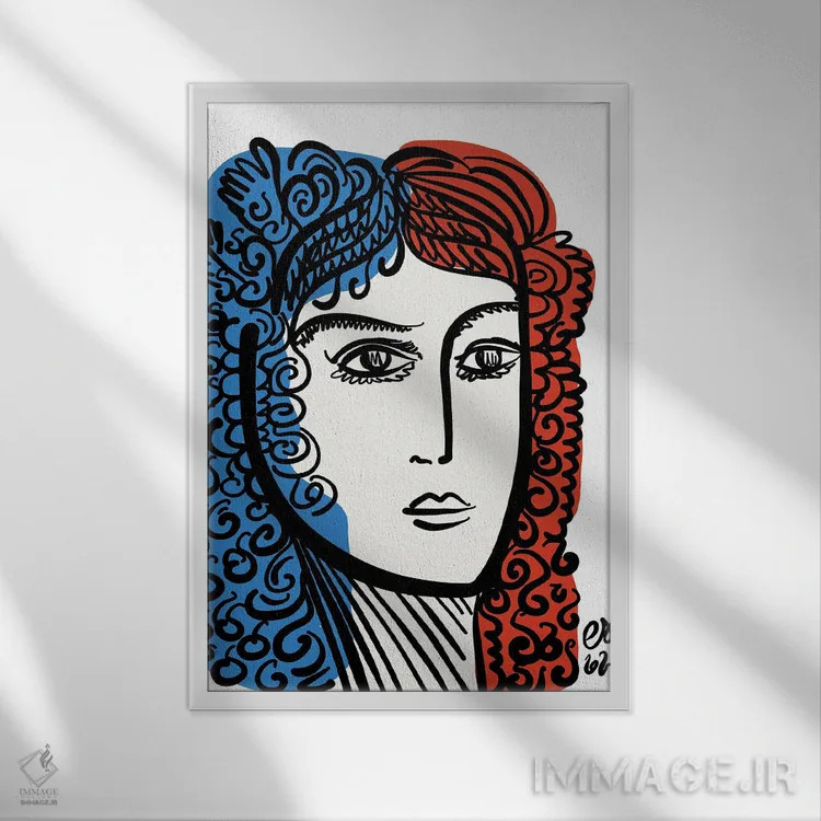 تابلو مینیمال پرتره مینیمال فرانسوی اثر امانوئل سیگنورینو - نمای قابدار سفید